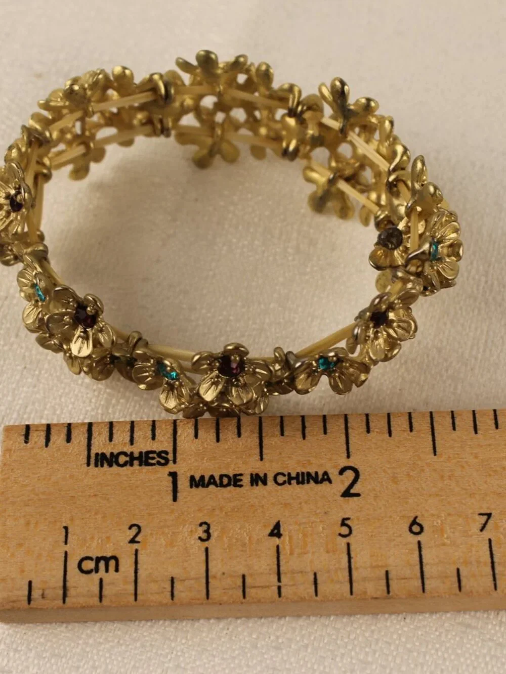 Boho Garden Botanical Multi-Color Crystal Flower Cluster Stretch Bracelet